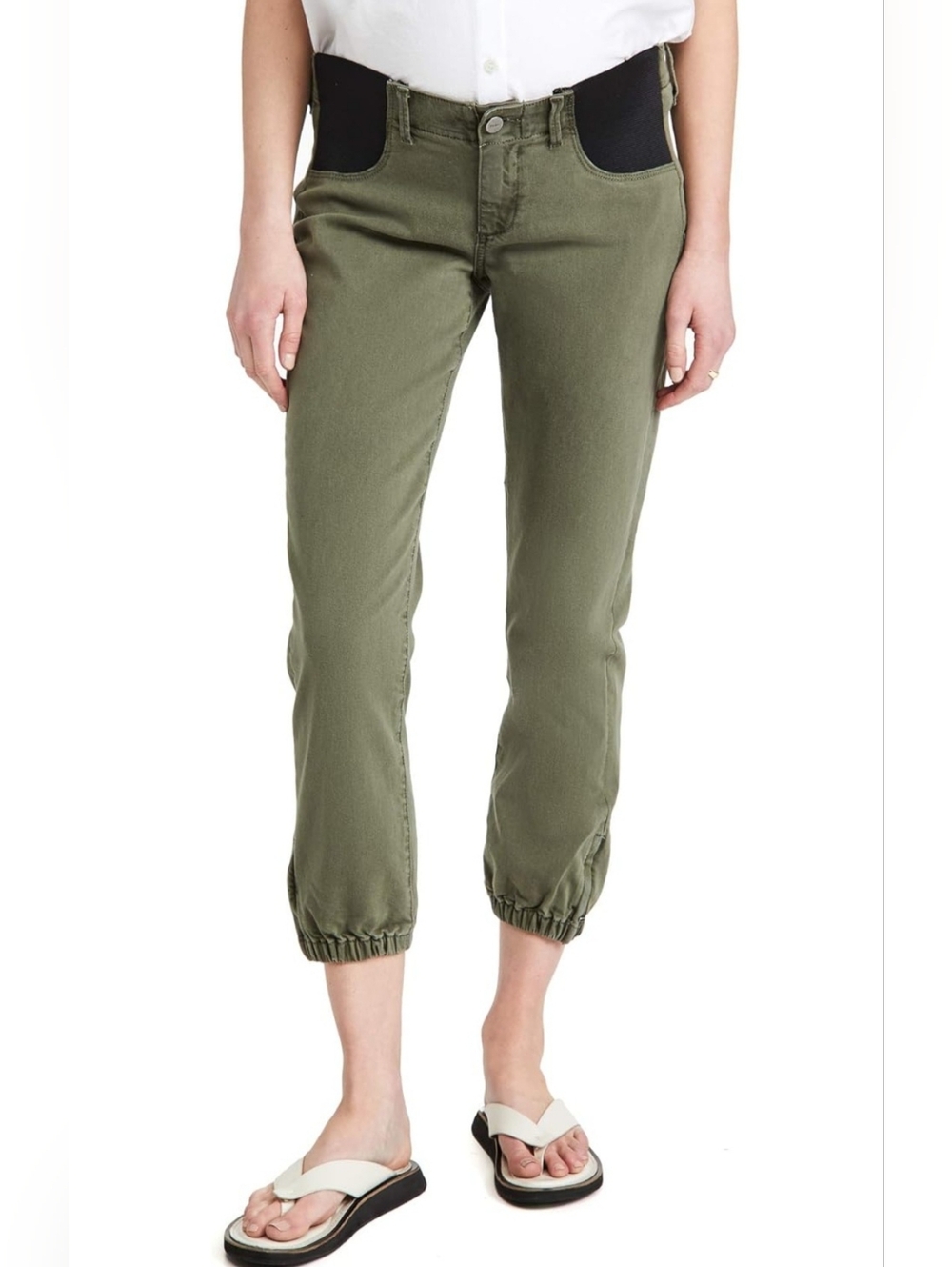 Paige Mayslie Maternity Jogger Pants Size 28 Khaki Green Anthropolgie Artzia